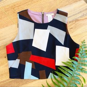 Esley Exposed Zipper Geometric Crop Top Size M